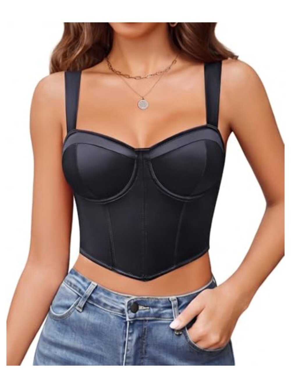 Women's Corset Bustier Top Underwire V-Neck Shapewear Waist Training
